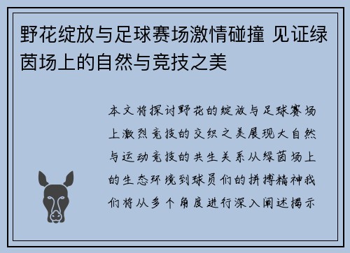 野花绽放与足球赛场激情碰撞 见证绿茵场上的自然与竞技之美