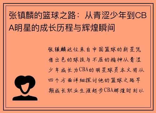 张镇麟的篮球之路：从青涩少年到CBA明星的成长历程与辉煌瞬间